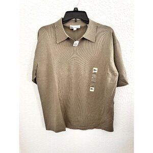 Wilke Rodriguez 75% Silk Polo Shirt‎ Short Sleeve Olive Green Large NWT